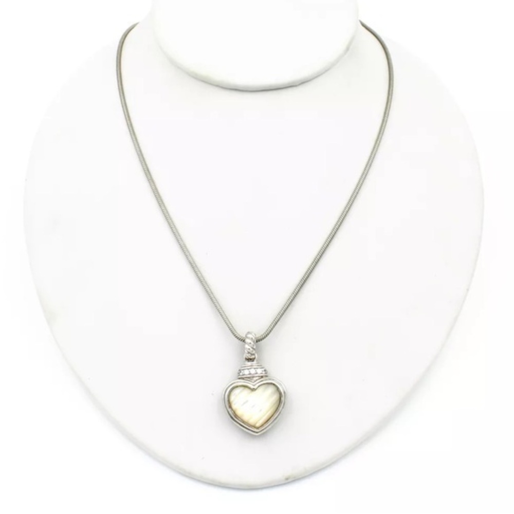 Judith Ripka Mother of Pearl CZ pendant necklace